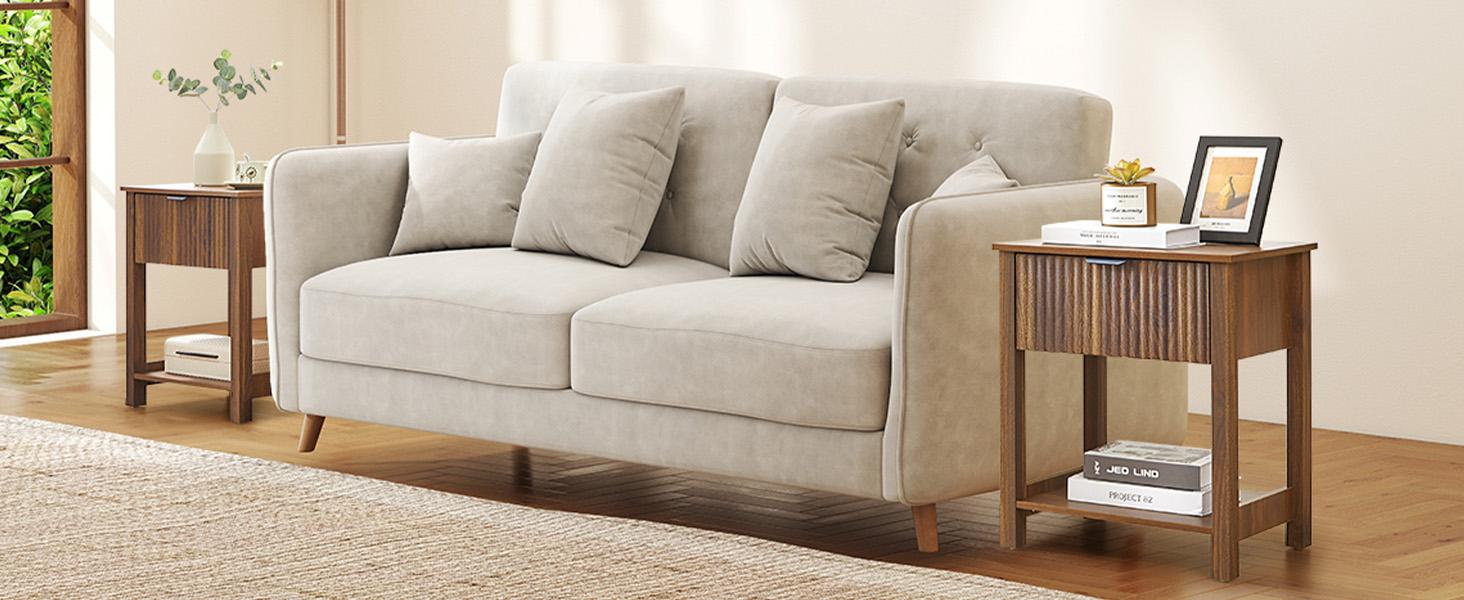 Giratree 2 Pcs Nightstand, Side Table with Drawer Modern End Table with Storage Accent Bedside Farmhouse Tables Accent Table for Living Room, Bedroom and Small Space Giratree 2 Pcs Nightstand, Side Table with Drawer Modern End Table with Storage Accent Bedside Farmhouse Tables Accent Table for Living Room, Bedroom and Small Space