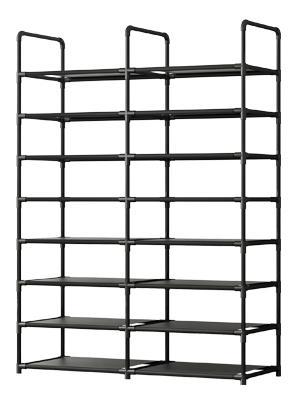 Shoe Rack Storage Organizer for Closet Entryway,8-Tier 32 Pairs Stackable Shoe Shelf with Side Hooks Black Free Standing Space Saving Shoe Tower for Hallway Bedroom Garage Dorm Cabinet Plastic Deals For You Days