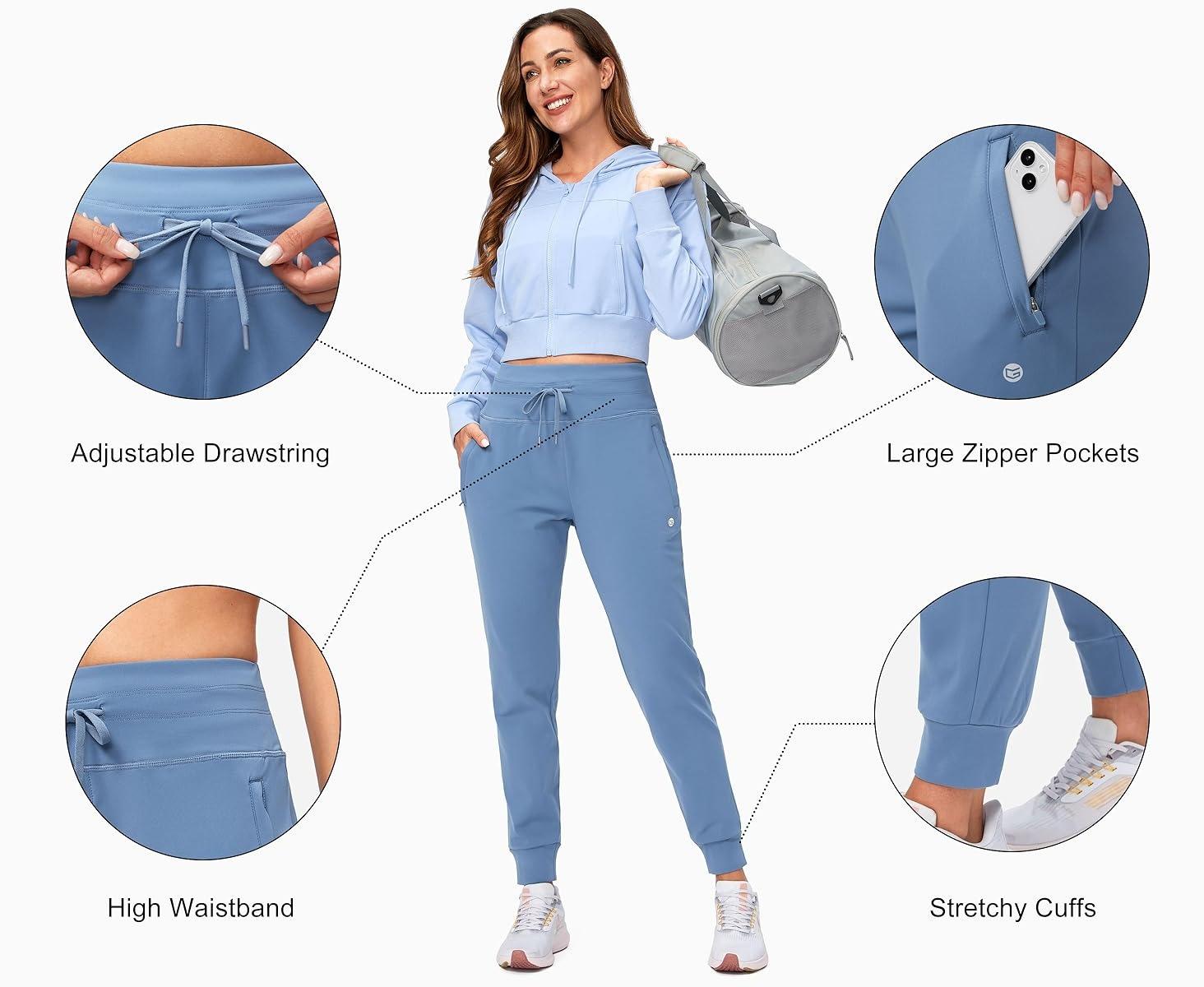 G Gradual Women's Fleece Lined Joggers Highwaist Water Resistant Warmth Winterwear Drawstring Tapered Sweatpants with Zipper Pockets for Running Athletic Workout Casual SpringStatements