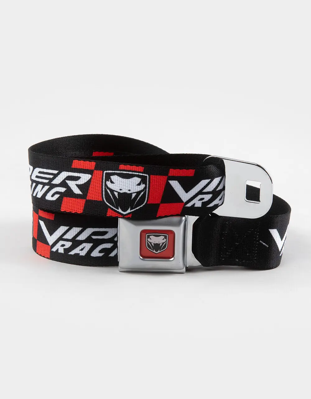 BUCKLE-DOWN  Mens Viper Racing Seatbelt Belt, Black  &  Red