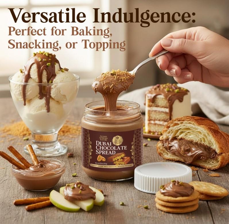 Dubai Chocolate Spread with Kataifi Pistachio Cream – 8.3oz Luxurious Middle Eastern Chocolate Delight – Rich, Creamy Texture, Premium Gourmet Gift