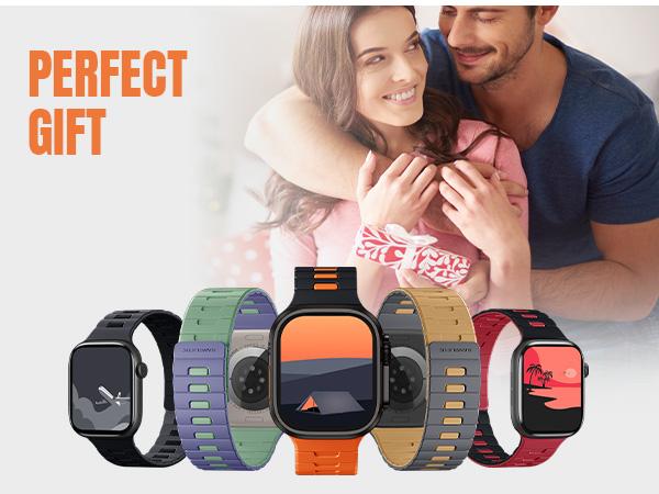 Bandletic Magnetic Watchband Compatible with iWatch Bands for Men Women,Dual Sided Reversible Silicone Sport Strap for iWatch 42mm(Series 11/10), 41mm(9/8/7), 40mm(SE3/SE2/SE/6/5/4), 38mm(3/2/1)