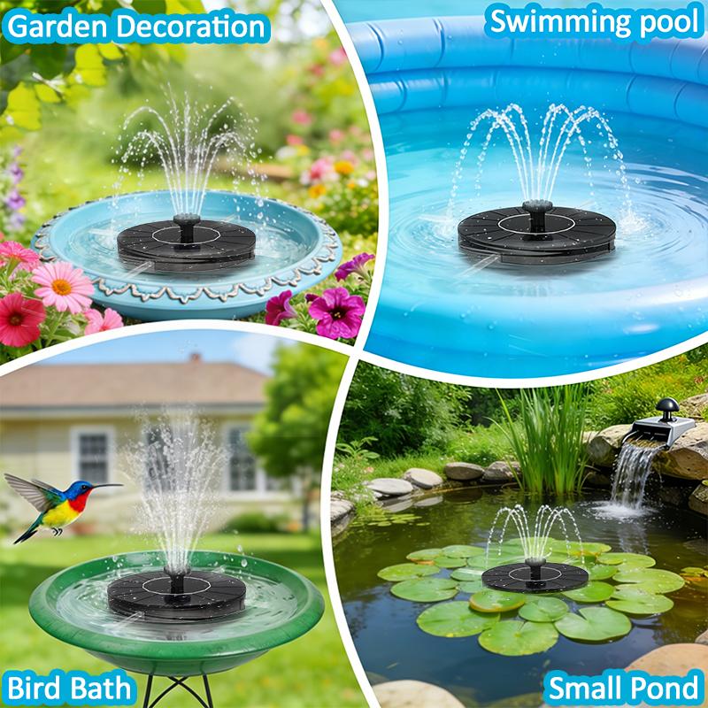 Solar Water Fountain With 7 Different Water Features, Four Windproof Fixing Rods,Floating Fountain Pump For Garden Decoration,Ponds,Bird Baths