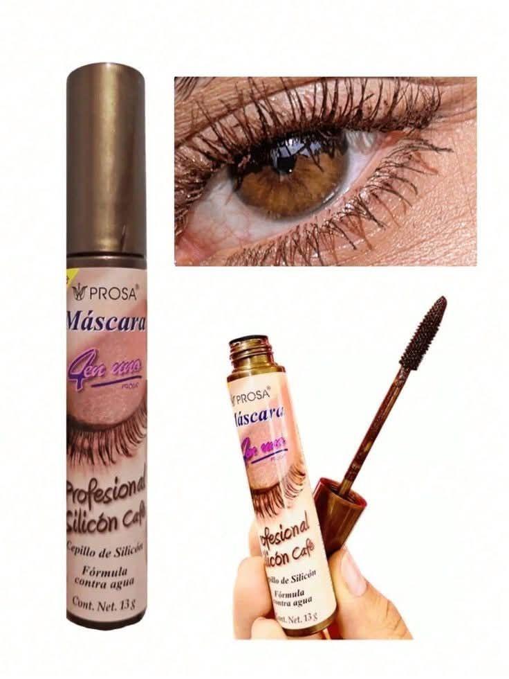 Prosa Mascara- Choice one of the 10 Rimel prosa- Maxi-Volumen Micro-Fibras-Professional Silicon, Silicone Café Waterproof 4-in-1 Oils Natural  Eyelash Weather Resistant Cosmetic Makeup Flawless
