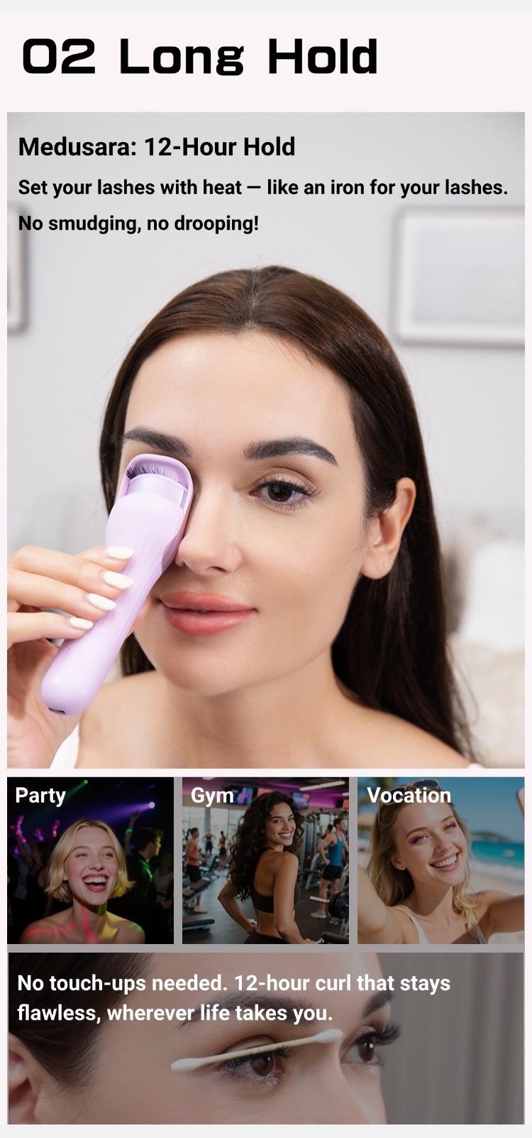 Medusara Electric Lash Styler-BU, Premium Heated Eyelash Sculpting Device, Rechargeable Heated Lash Curler, Medusara