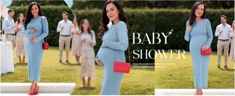 MEROKEETY Women's 2025 Long Sleeve Bodycon Sweater Dress Fall Winter Crew Neck Ribbed Knit Maxi Dresses