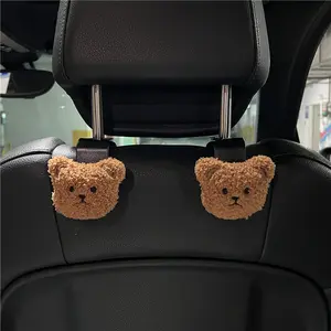 2PCS Cute Cartoon Bear Car Seat Headrest Hooks – Car Organizer Hanger for Handbags, Groceries & Shopping Bags