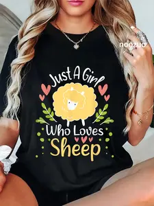 100% Cotton Just A Girl Who Loves Sheep - Sheep Herder Farmer T-Shirt