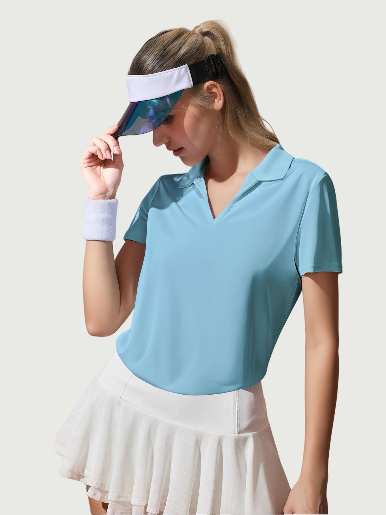 Buy 1 Get 1 Free Women’s Sporty Polo Top – Breathable V-Neck Activewear, Lightweight & Easy-to-Wear for Gym or Casual Summer Style