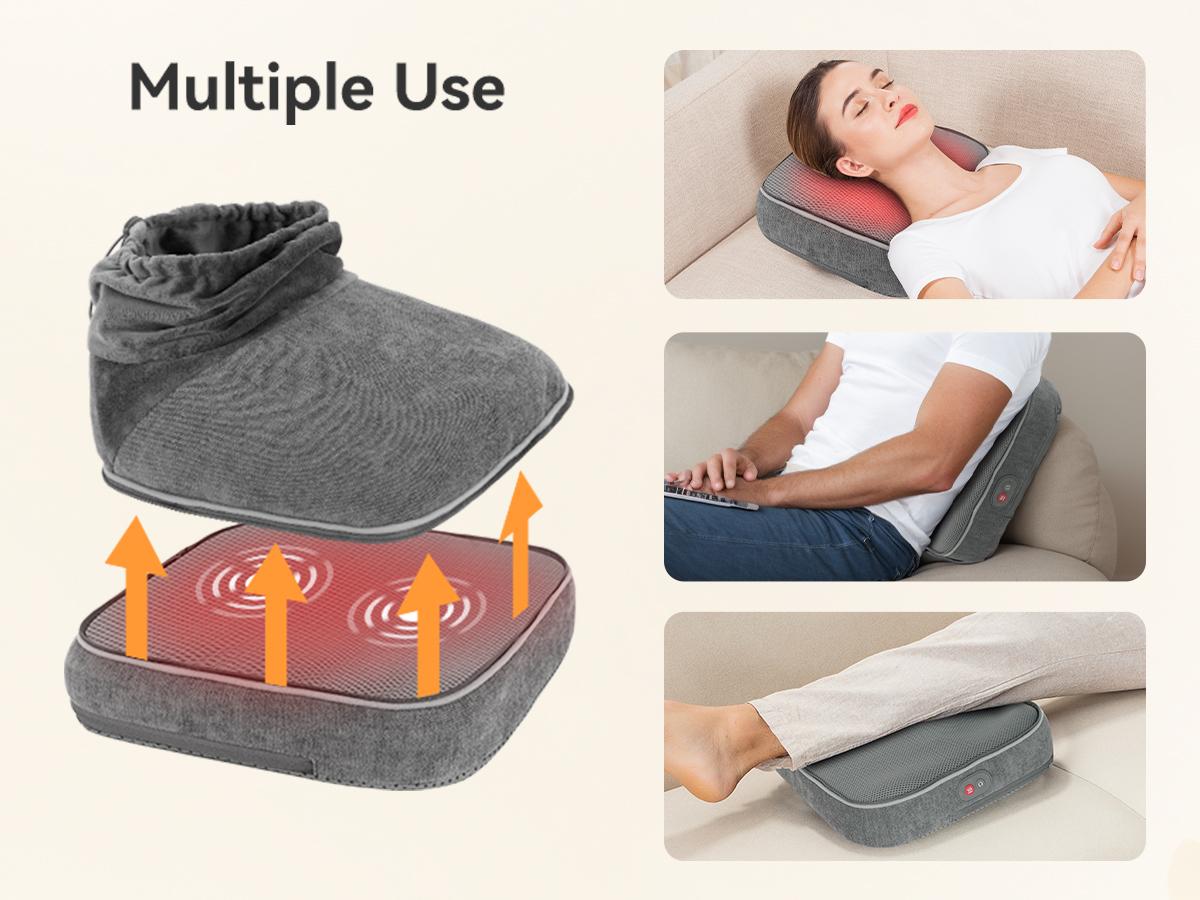 Snailax Foot Massager with Heat, Heated Foot Warmer Under Desk, Vibration Feet Massager Machine with 3 Vibrating Modes & 2 Heating Levels, Remote Control, Foot Heater