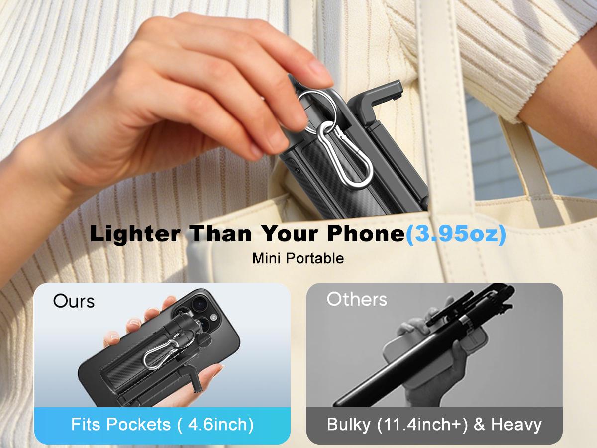 2026 Mini Size 4-in-1 Multifunctional Selfie Stick – 360°Rotation, Compact & Stylish, with Wireless Bluetooth Control, Phone Holder for Selfies/Video Recording/Vlogging, Compatible with Most Phone Models ,Maxinum Extend to 15.75 inches