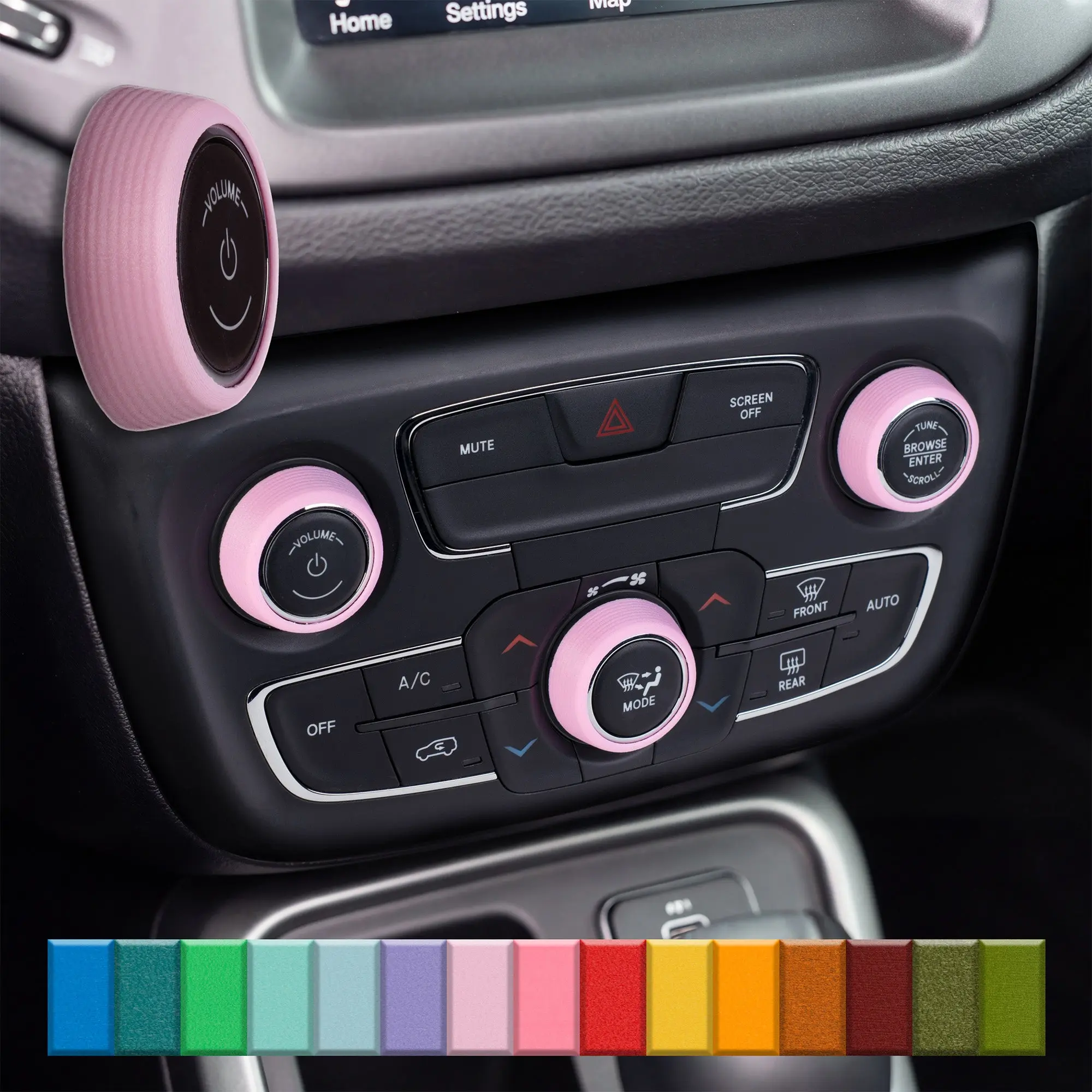 For Jeep Compass 2018-2021 - Knob Press-Fit Covers | 3-Knob Set Choose Your Color! Precision Fit For a Snug Fit That Stays In Place With No Tape or Adhesive. Made with High Quality Materials That Won't Warp or Fade! Made In The USA