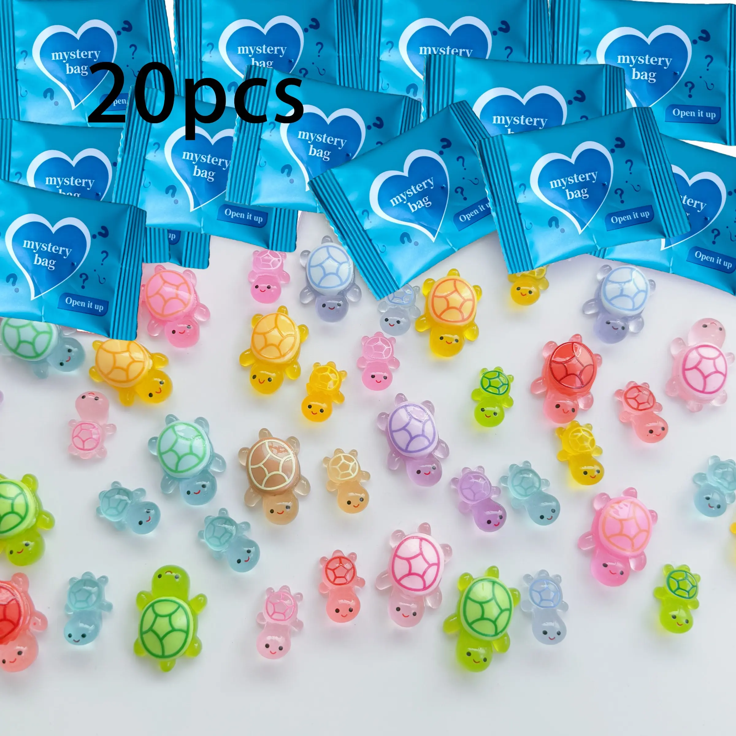 50/30/20pcs Glow-In-The-Dark Turtle Resin Toys, DIY Decorative Ornaments, Party Favors, Garden Fish Tank Decorations Aquarium Accessories, Random Packaging