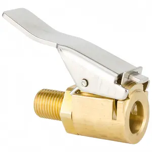 Tire Air Chuck with Clip Adapter, Brass Locking Tire Inflator Hose Adapter, Car Tire Inflator Nozzle Connector for Vehicle, Automotive Tire Inflator