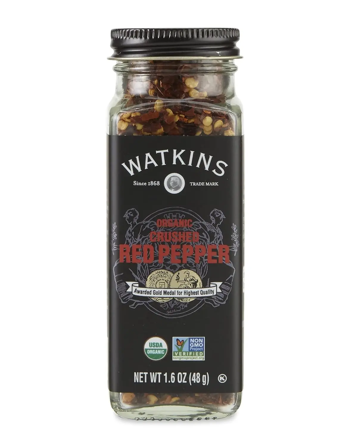 Watkins Gourmet Organic Crushed Red Pepper Spice Jar - Non-GMO, Kosher, 1.6 oz, 1-Pack - Hot Spicy Flavor Hot Pepper Flakes