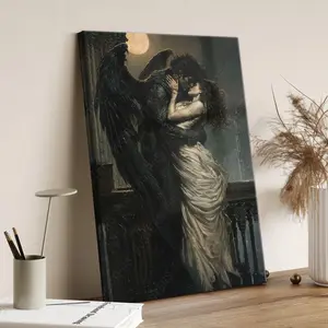 The Last Embrace, Dark Angel Print, Gothic Home Decor, Dark Romance Art, Dark Academia, Dark Fantasy Print