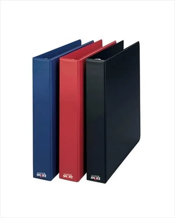 School Smart 086381 General Purpose 3" Vinyl Cover Round Ring Binder with 2 Deep Inner Pockets, Recycled Content, Ring Binding, Concealed Rivet Heads for Durability and Appearance - Blue
