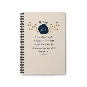 Psalm 23:4 Bible Verse Spiral Notebook | Faith Journal, Ruled Lined