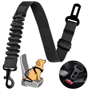 Dog Seat Belt Retractable Dog Car Harness – Adjustable Elastic Bungee Dog Seat Belt with 360° Swivel, Heavy Duty Dog Car Safety Restraint