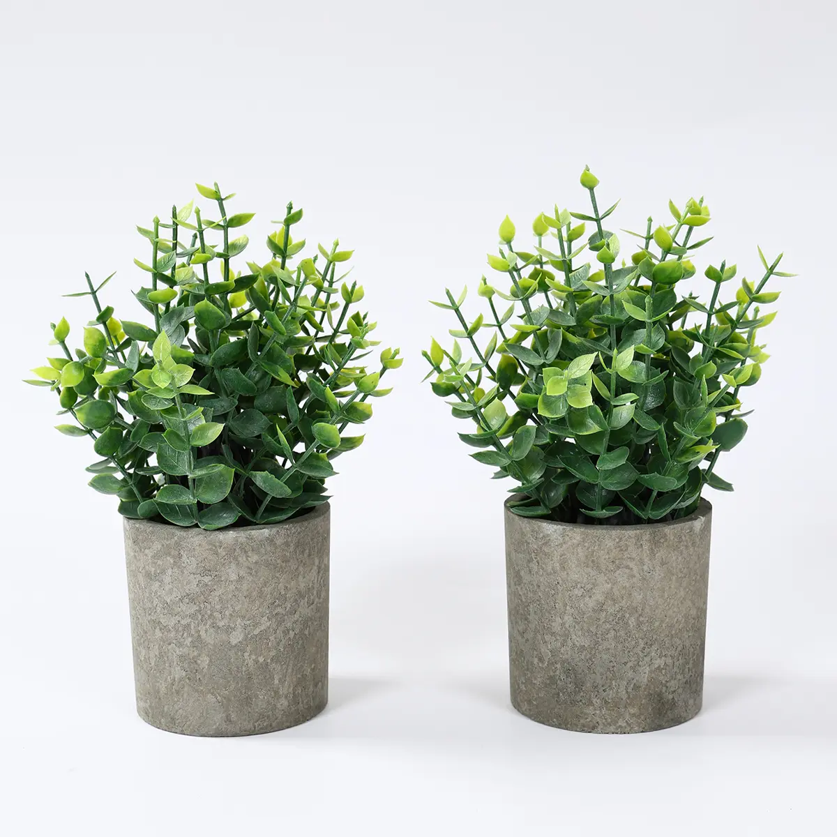 2-Pack Small Dwarf Pre-Arranged Farmstyle Artificial Eucalyptus Potted Plants, Decorative Fake Greenery for Shelf, Desk, Home Decor, Pre-Arranged Artificial Plants, Dwarf Artificial Plants