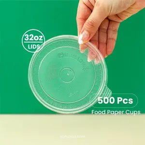32 oz | LIDS | White Double Poly-Coated Paper Food Cup | 500 pcs