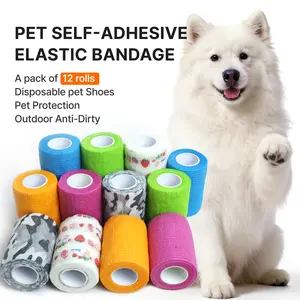 Disposable dog shoesM, 12 Rolls! More Rolls, Better Price, super strong adhesive, Waterproof and stain-resistant，highly elastic and comfortable, convenient and hygienic, pet protection,  Universal design for indoor & outdoor use. Fits dogs 20+ lbs
