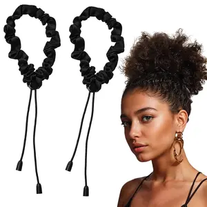 2PCS Soft Satin Hair Scrunchies for Women & Girls – Adjustable, Gentle on Curly & Natural Hair, Perfect for Afro Puff & Loc Styling