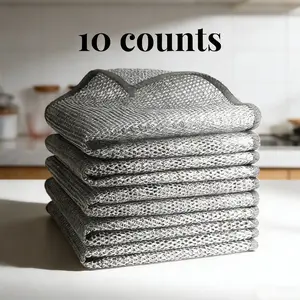 upgraded of 2026 Double Layer Stainless Steel Kitchen Cleaning Cloths, Magic Cleaning Cloth, Dual-Sided Silver Color Wiping Towels, Scratch-Free, Fast-Drying, Multi-Purpose, Durable Cleaning Supplies,r