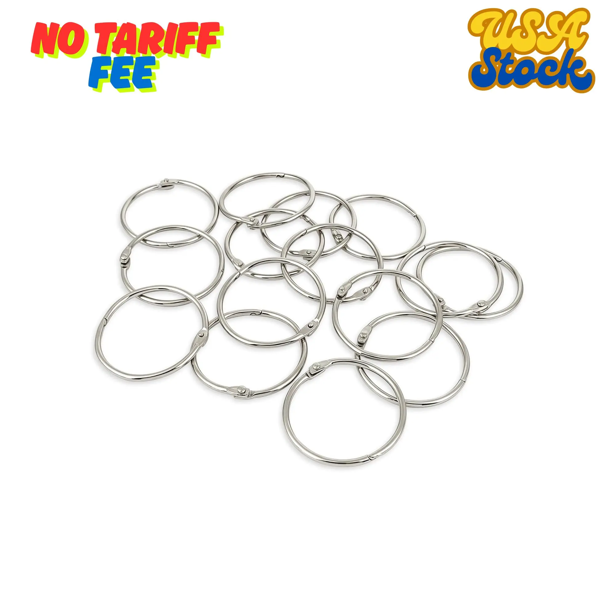 2 Inch (15 Pack) Loose Leaf Binder Book Rings, with Metal Nickel Plated, Silver