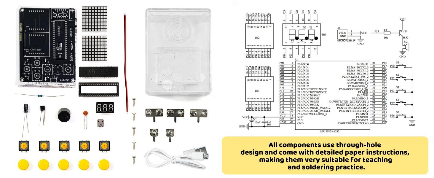 DIY Electronic Soldering Kit, Multi-Function 7-in-1 Hands-On Electronics STEM Kit, Soldering Practice for Students