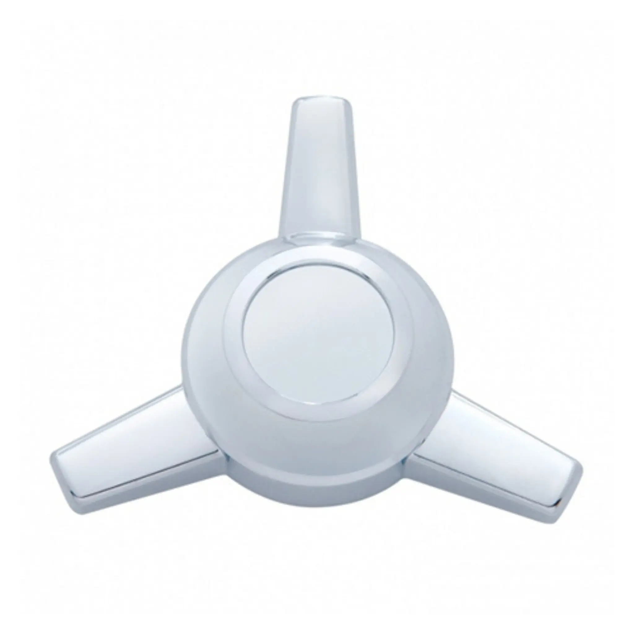 United Pacific 3-Bar Straight Hubcap Spinner - Chrome Injection-Molded Plastic, Direct Replacement for Custom Show Rigs, Durable Construction - 10723