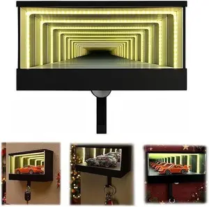 CarVault - Infinity Garage Keychain - Infinity Mirror LED Lamp Display Case Garage Key Holder - Automotive Decor - Display Enclosure - Fun Gift for Boyfriend & Car Fans