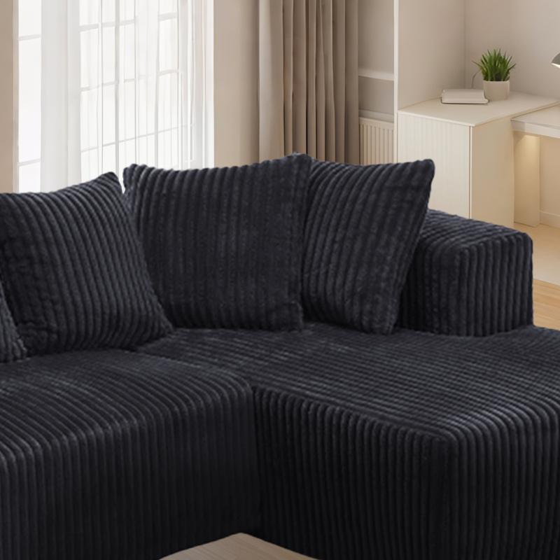 Big Boneless Couch, 131'' Large Sectional U-Shape Couches with Chaise Lounge, Deep Seats, No Assembly, Modern Modular Design for Living Room, Versatile Configuration Modular Couch, Elegant Corduroy Sofa, Free Combination, Comfy & Versatile, Black