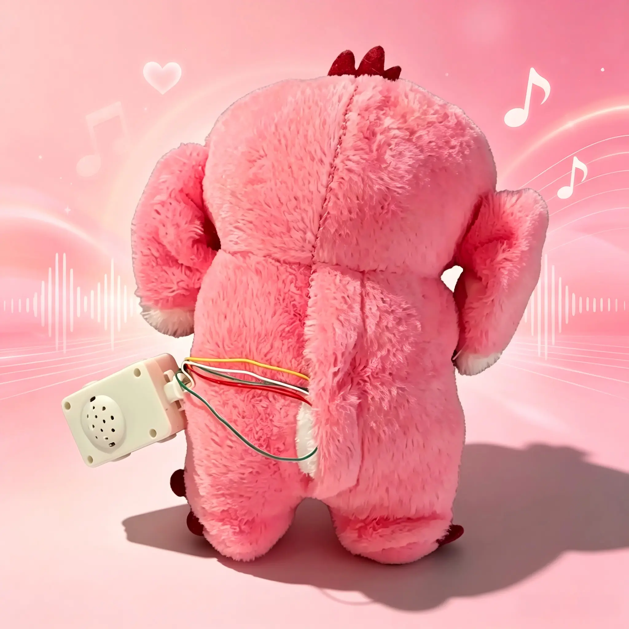 New Pink Breathing Plush Toy for Children - Soothing Sound & Light Feature - Valentine's Day Party Gift, Cute Cuddly Stuffed Doll