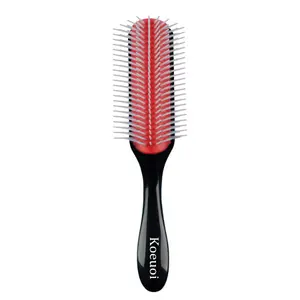 9-Row Classic Curly Hair Brush – Professional Detangling & Styling Brush for Wet and Dry Hair (Black)