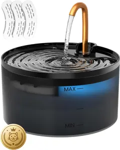 DOOOB Silent Cat Water Fountain 2.1L B13 Pet Water Fountain Ultra-Quiet Copper Spout Night Light 6-Layer Filter Soft Blue LED Automatic Gravity Feeder|Wired plug-in model