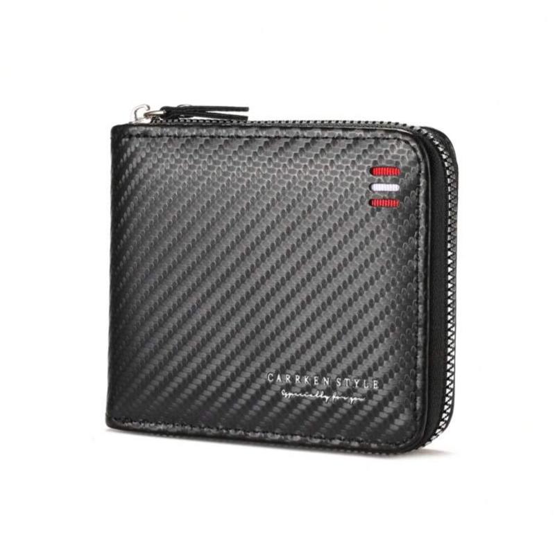 Men's Wallet - Black Leather Wallet with Card Slot, Includes Cash and ID Card, Compact Design, Ideal for Everyday Use
