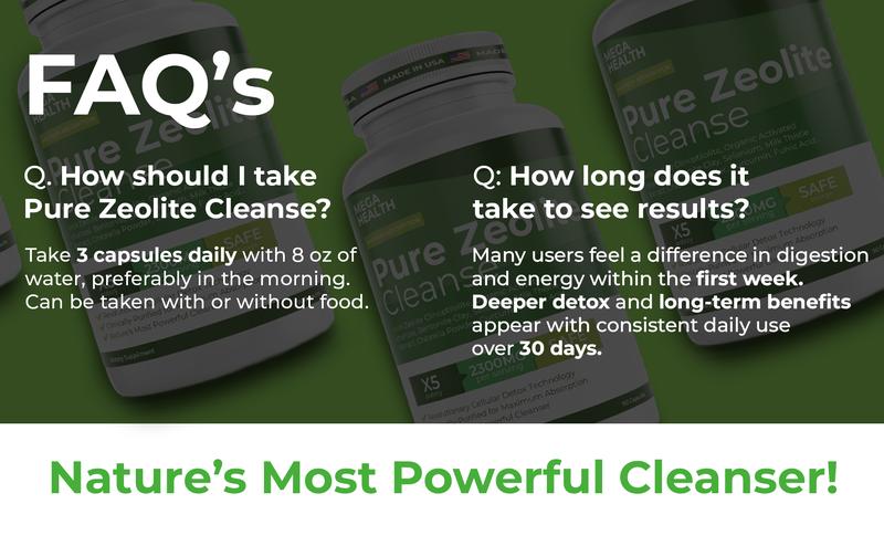 2300 MG Pure Zeolite Cleanse – Ultra-Fine Clinoptilolite Zeolite Detox, Activated Charcoal & Bentonite Clay – Liver & Gut Detox Cleanse, Toxin Flush, Digestive, Max Absorption, 90 Vegan Capsules