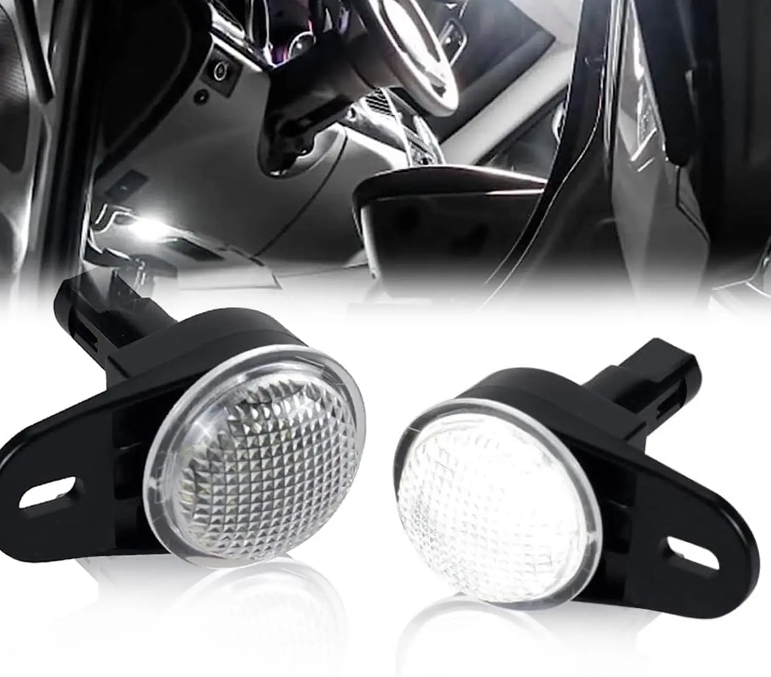 LED Interior Courtesy Footwell Lights - Direct Replacement Under Dashboard Floor Lamp Assembly for Dodge Durango, Ram 1500/2500/3500 Classic, Wrangler, Grand Cherokee, Commander, NIO, 2pcs White, OEM#68395784AA, Led Lights, Led Car Bulb Interior Lighting