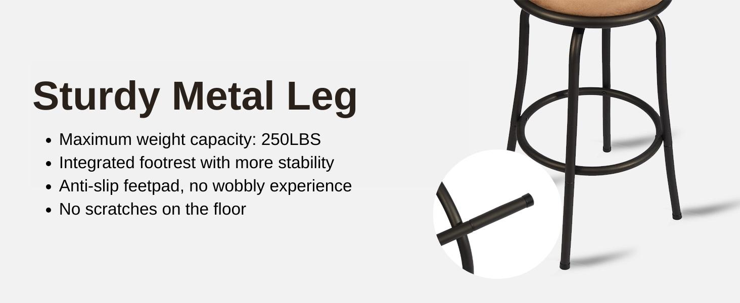 【Deals For You Days】Homy Casa Brown Swivel Barstools with Back, Faux Leather, 24/29 Inch Armless, Adjustable Height, Built-in Footrest, Swivel Seat Furniture Home