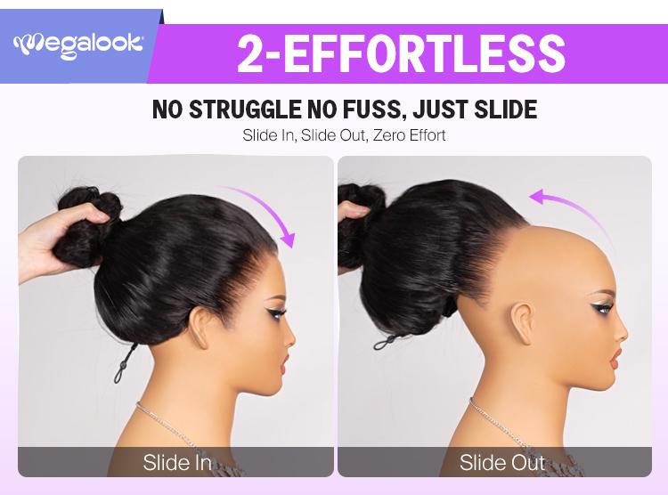 [13x6 GLUELESS WIG] Megalook Glueless Water Wave Transparent Lace Frontal Wigs Skin Melted Pre-everything Put on Go Drawstring Wig Suit For Any Head Size