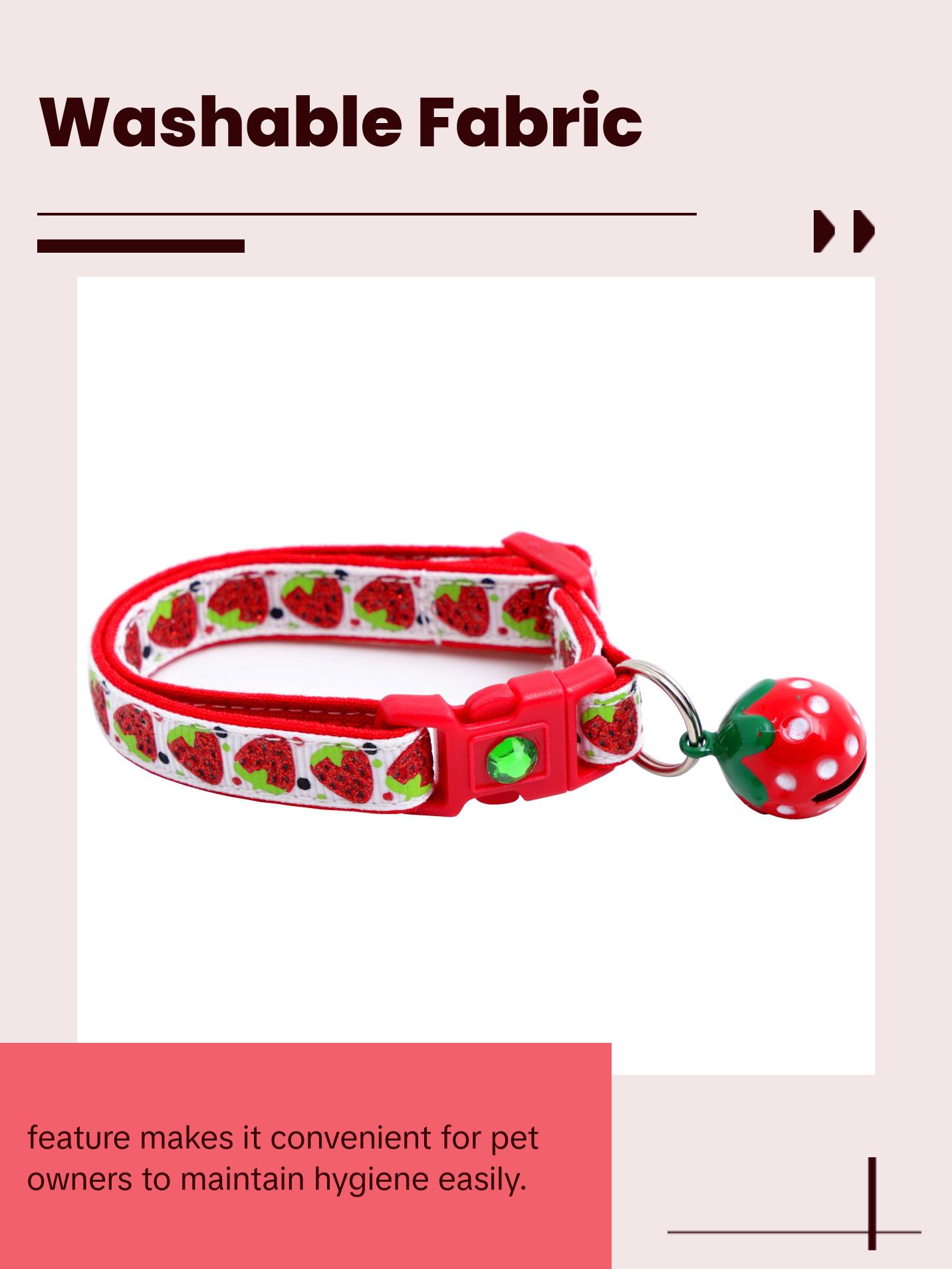 Strawberries Safety Breakaway Cat Collar with Jingle Bell and Charm by Pugs2Persians Fruit Berry Strawberry