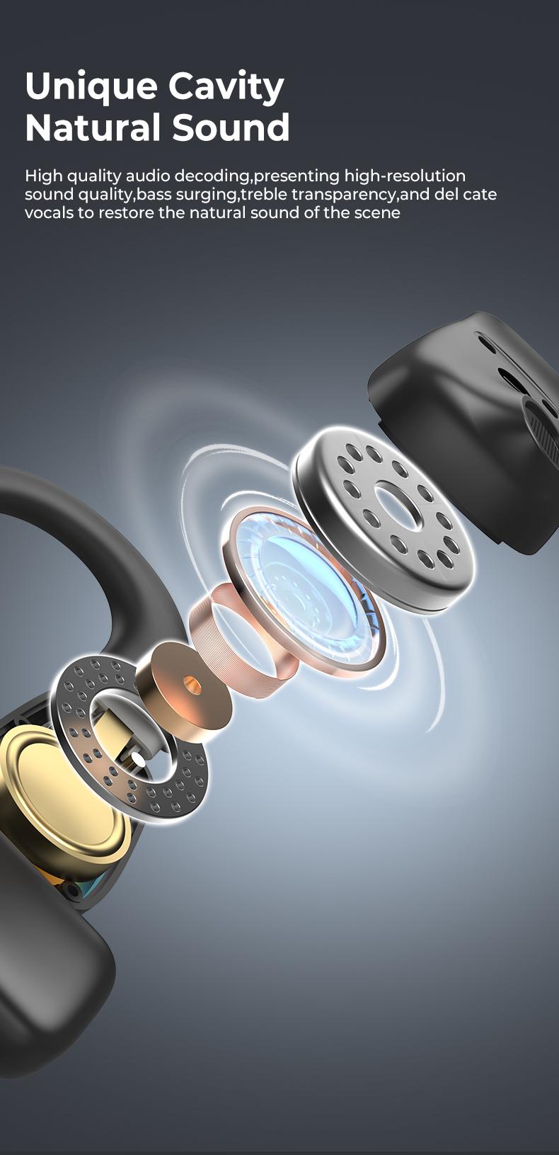 MINISO M98 Wireless Earbuds Open Ear Bluetooth 5.4 Earphones Wireless Headphones Full Color Display Touch Screen Gaming Headsets 35Hours Play time Built-in Microphone