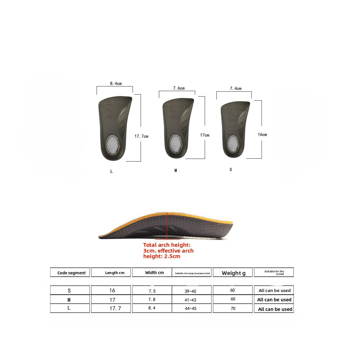 Unisex Flat Foot Orthotic Half Insoles |       Corrects Pigeon Toe/Out-Toe, X/O Leg Deformities