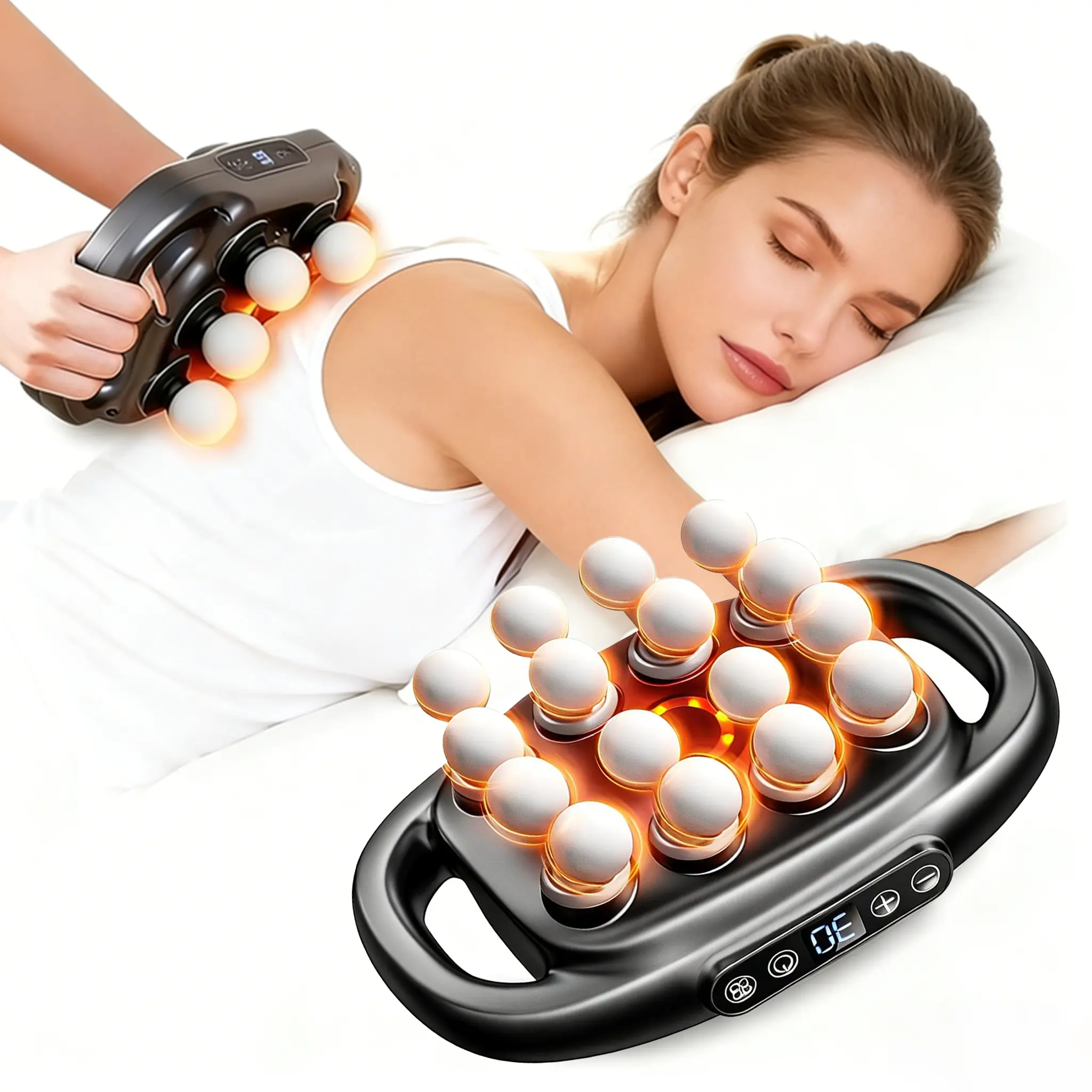 16-Head Massage Gun Set, Silent Deep Tissue Percussion Massager with 3 Modes & 30 Intensities, Quiet Mode Device for Back, Shoulder Pain Relief & Relaxation, Personal Care Muscle Massage Tool
