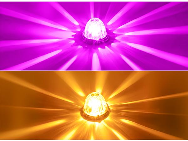 Partsam 2Pcs Dual Color Amber/Purple LED Glass Lens Watermelon Lights, Turn Signal Marker Lights with Stainless Steel Bezel For  Trucks Tailers