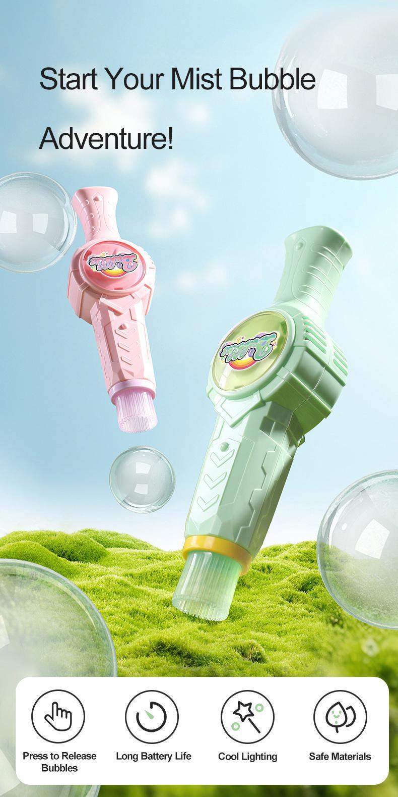 New Fog Bubble Machine with Paddles – Smoke Bubble Wand, Bounceable Bubbles Like Ping Pong, Lights & Music, Fun Outdoor Toy for Kids, Gift for Boys & Girls