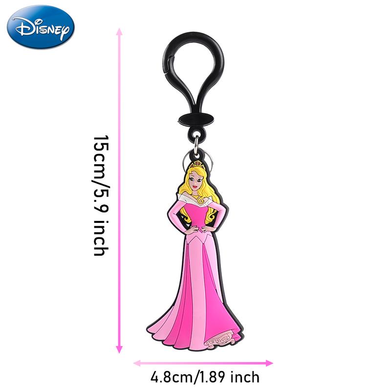 1PC Disney Princess Keychain Officially Licensed Collectible Aurora Ursula Classic Villain Gorgeous Gown Dress Sea Witch Anime Peripheral Backpack Decoration Car key Pendant Desk Ornament Durable PVC Rubber Gift