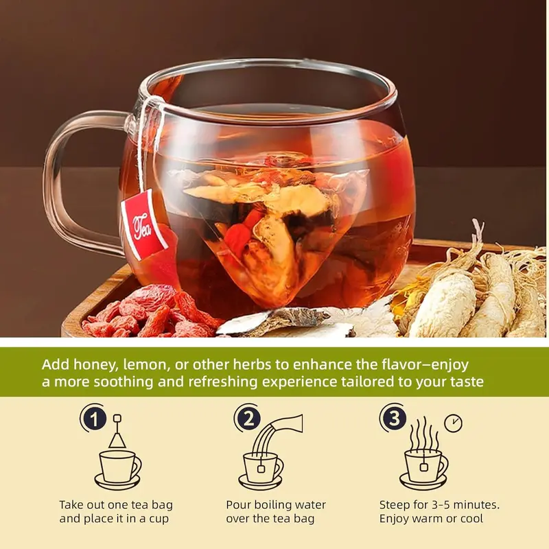 Kidney Tea Formula Ginseng Five Treasure Tea Combination Scented Tea Eight Treasure Tea Red Date Wolfberry Tea Men's Tea Health Tea Mulberry Herbal Formula Health Tea 30bags