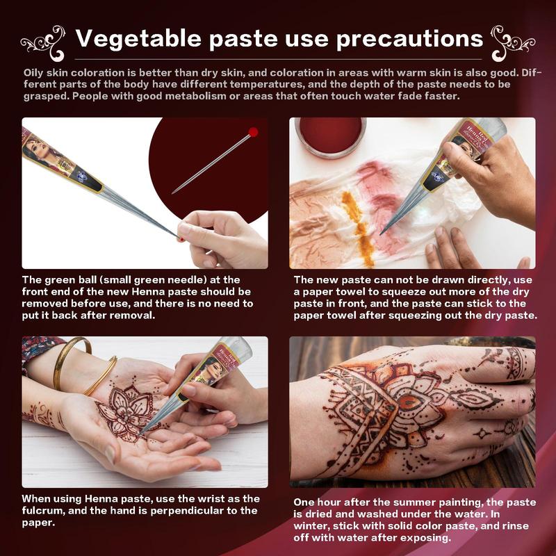 100% Natural Temporary Henna Tattoo Cream Cone | 1 Cone 31g | Body Paint Tattoo Freckles (Pink) men woman forearm tribal wolf 7-15 day tatuajes temporales Waterproof Angel and Flower Tattoos tattoo  artist  tools